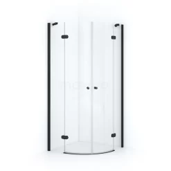 Amber Douchecabine | 90x90 Cm Mat Zwart Helder Glas Draaideur Kwartrond