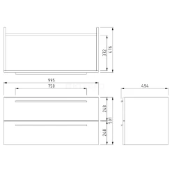 Canto Badkamermeubel Met Wastafel | 100 Cm Hoogglans Wit Front Mineraalmarmer 2 Lades Onder Elkaar -Winkel Voor Badkamermeubels canto badkamermeubel met wastafel 100 cm hoogglans wit front mineraalmarmer 2 lades onder elkaar f02 100020402 3