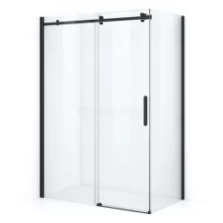 Crystal Allure Douchecabine | 140x80 Cm Mat Zwart Helder Glas Schuifdeur Rechthoek