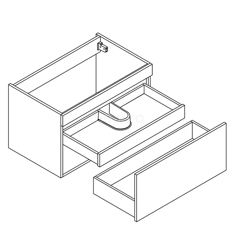 Curve Badkamermeubel Met Wastafel | 80 Cm Donkerbruin Essen Front Mineraalmarmer 1 Lade 4 Curve Badkamermeubel Met Wastafel | 80 Cm Donkerbruin Essen Front Mineraalmarmer 1 Lade - Afbeelding 2