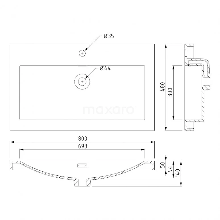 Curve Badkamermeubel Met Wastafel | 80 Cm Donkerbruin Essen Front Mineraalmarmer 1 Lade 6 Curve Badkamermeubel Met Wastafel | 80 Cm Donkerbruin Essen Front Mineraalmarmer 1 Lade - Afbeelding 4