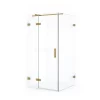 Diamond Douchecabine | 100x70 Cm Goud Helder Glas Draaideur Rechthoek