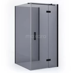 Diamond Douchecabine | 120x100 Cm Mat Zwart Rookglas Draaideur Halfvrijstaande Rechthoek