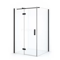 Diamond Douchecabine | 120x90 Cm Mat Zwart Helder Glas Draaideur Rechthoek