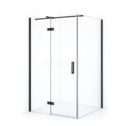 Diamond Douchecabine | 120x90 Cm Zwart Chroom Helder Glas Draaideur Rechthoek