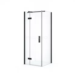 Diamond Douchecabine | 80x80 Cm Mat Zwart Helder Glas Draaideur Vierkant