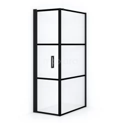 Diamond Douchecabine | 90x60 Cm Mat Zwart Helder Met 4 Zwarte Strepen Draaideur Rechthoek