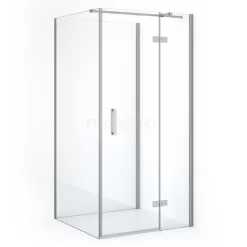 Diamond Douchecabine | 90x90 Cm Chroom Helder Glas Draaideur Halfvrijstaande Vierkant