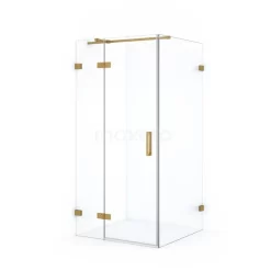 Diamond Douchecabine | 90x90 Cm Goud Helder Glas Draaideur Vierkant