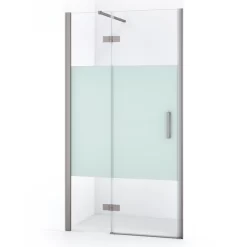 Diamond Douchedeur | 100 Cm Rvs Helder Met Matte Strook Draaideur