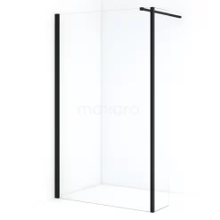 Diamond Inloopdouche | 110 Cm Mat Zwart Helder Glas Vaste Wand Met Zijwand
