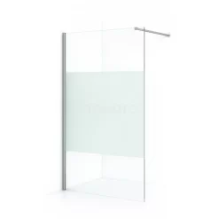 Diamond Inloopdouche | 120 Cm Chroom Helder Met Matte Strook Vaste Wand