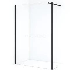 Diamond Inloopdouche | 130 Cm Mat Zwart Helder Glas Vaste Wand Met Zijwand