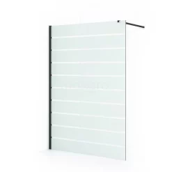 Diamond Inloopdouche | 140 Cm Zwart Chroom Helder Met Matte Strepen Vaste Wand