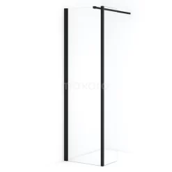 Diamond Inloopdouche | 60 Cm Mat Zwart Helder Glas Vaste Wand Met Zijwand