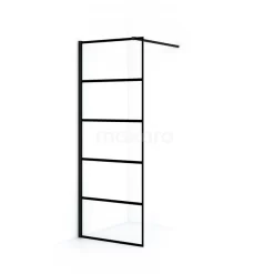 Diamond Inloopdouche | 80 Cm Mat Zwart Helder Met 6 Zwarte Strepen Vaste Wand