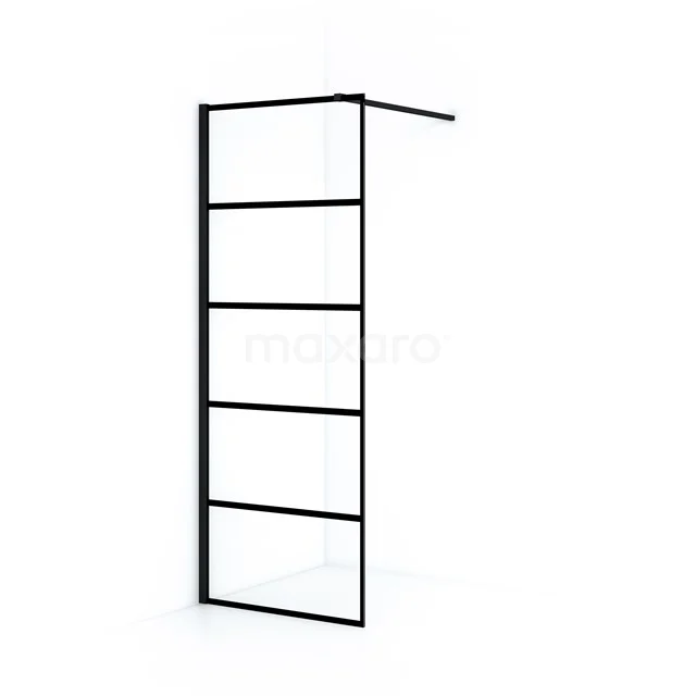 Diamond Inloopdouche | 80 Cm Mat Zwart Helder Met 6 Zwarte Strepen Vaste Wand 3 Diamond Inloopdouche | 80 Cm Mat Zwart Helder Met 6 Zwarte Strepen Vaste Wand