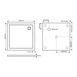 Douchebak 100x100cm Vierkant Acryl Hoogglans Wit -Winkel Voor Badkamermeubels douchebak 100x100cm vierkant acryl hoogglans wit dbas1010g 4