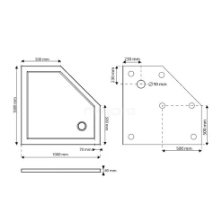 Douchebak 100x100cm Vijfhoek Acryl Hoogglans Wit 11 Douchebak 100x100cm Vijfhoek Acryl Hoogglans Wit -Winkel Voor Badkamermeubels douchebak 100x100cm vijfhoek acryl hoogglans wit dbap1010g 4