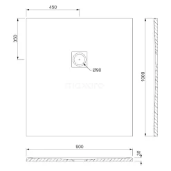 Douchebak 100x90cm Rechthoek Mineraalmarmer Zwart 11 Douchebak 100x90cm Rechthoek Mineraalmarmer Zwart -Winkel Voor Badkamermeubels douchebak 100x90cm rechthoek mineraalmarmer zwart dblr1009b rb 4