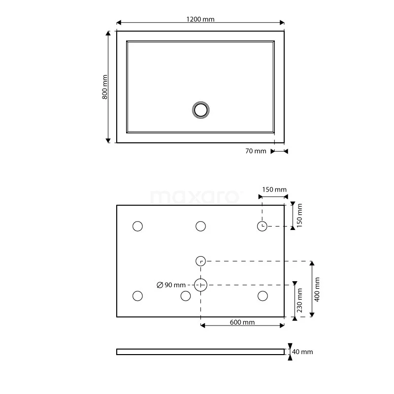Douchebak 120x80cm Rechthoek Acryl Met Anti-slipoppervlakte 7 Douchebak 120x80cm Rechthoek Acryl Met Anti-slipoppervlakte - Afbeelding 5