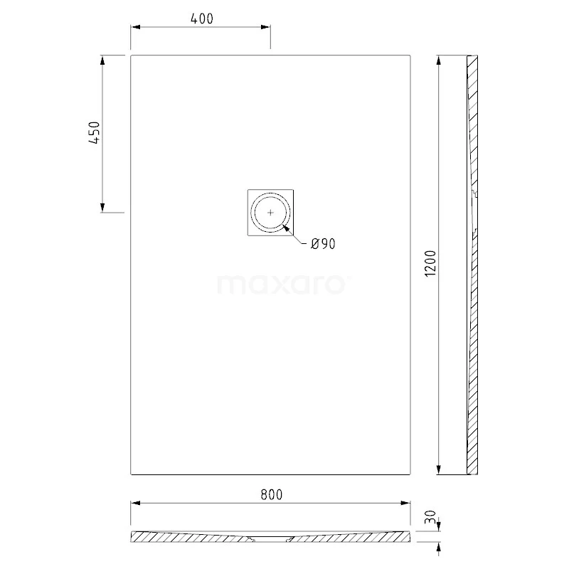 Douchebak 120x80cm Rechthoek Mineraalmarmer Grijs 7 Douchebak 120x80cm Rechthoek Mineraalmarmer Grijs - Afbeelding 5