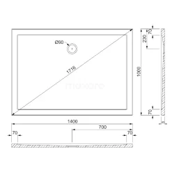 Douchebak 140x100cm Rechthoek Acryl Hoogglans Wit -Winkel Voor Badkamermeubels douchebak 140x100cm rechthoek acryl hoogglans wit dbar1410g 4