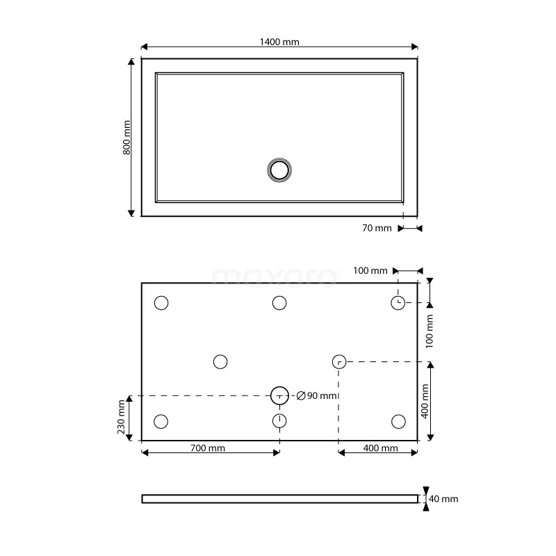 Douchebak 140x80cm Rechthoek Acryl Hoogglans Wit 7 Douchebak 140x80cm Rechthoek Acryl Hoogglans Wit - Afbeelding 5