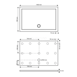 Douchebak 140x90cm Rechthoek SMC Hoogglans Wit -Winkel Voor Badkamermeubels douchebak 140x90cm rechthoek smc hoogglans wit dbsr1409 2