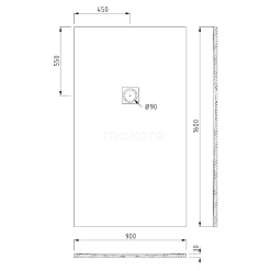 Douchebak 160x90cm Rechthoek Mineraalmarmer Zwart -Winkel Voor Badkamermeubels douchebak 160x90cm rechthoek mineraalmarmer zwart dblr1609b rb 4