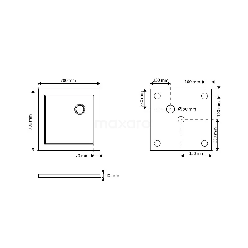 Douchebak 70x70cm Vierkant Acryl Hoogglans Wit 7 Douchebak 70x70cm Vierkant Acryl Hoogglans Wit - Afbeelding 5