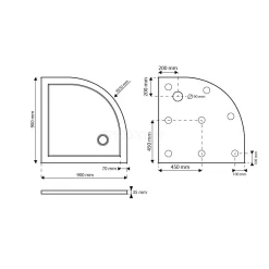 Douchebak 90x90cm Kwartrond SMC Hoogglans Wit -Winkel Voor Badkamermeubels douchebak 90x90cm kwartrond smc hoogglans wit dbsq0909 2