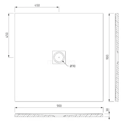Douchebak 90x90cm Vierkant Mineraalmarmer Grijs -Winkel Voor Badkamermeubels douchebak 90x90cm vierkant mineraalmarmer grijs dbls0909dg rdg 4