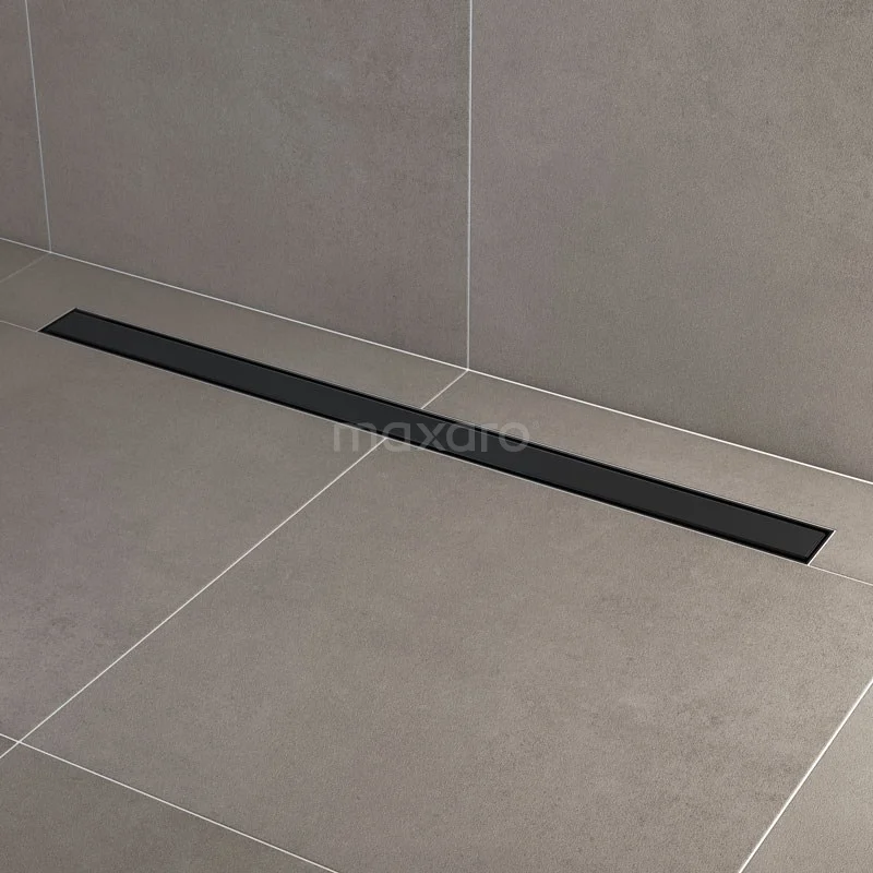 Douchegoot Met Flensrand 100cm Tegel- En Plaatrooster Zwart 4 Douchegoot Met Flensrand 100cm Tegel- En Plaatrooster Zwart - Afbeelding 2