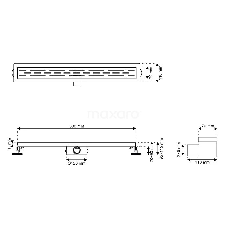 Douchegoot Met Flensrand 60cm Gestreept Rooster Rvs 7 Douchegoot Met Flensrand 60cm Gestreept Rooster Rvs - Afbeelding 5