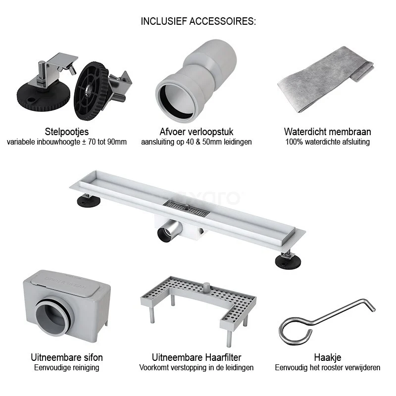 Douchegoot Met Flensrand 60cm Tegel- En Plaatrooster Rvs 6 Douchegoot Met Flensrand 60cm Tegel- En Plaatrooster Rvs - Afbeelding 4