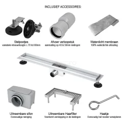 Douchegoot Met Flensrand 70cm Tegel- En Plaatrooster Zwart -Winkel Voor Badkamermeubels douchegoot met flensrand 70cm tegel en plaatrooster zwart dfg02 0700mb 4