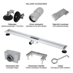 Douchegoot Met Flensrand 90cm Tegel- En Plaatrooster Zwart -Winkel Voor Badkamermeubels douchegoot met flensrand 90cm tegel en plaatrooster zwart dfg02 0900mb 4