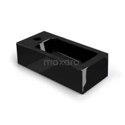 Fonteintje WC Clasico Keramiek Glanzend Zwart Kraangat Links