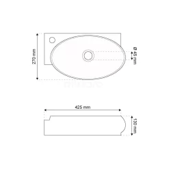Fonteintje WC Clasico Keramiek Wit Kraangat Links Met Overloop -Winkel Voor Badkamermeubels fonteintje wc clasico keramiek wit kraangat links met overloop k110 1080 2