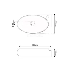 Fonteintje WC Clasico Keramiek Wit Kraangat Rechts Met Overloop -Winkel Voor Badkamermeubels fonteintje wc clasico keramiek wit kraangat rechts met overloop k110 1085 2