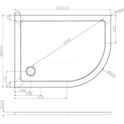 Hoge Douchebak 120x90cm Offset SMC Hoogglans Wit -Winkel Voor Badkamermeubels hoge douchebak 120x90cm offset smc hoogglans wit dbso1209l h 5