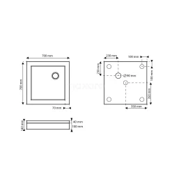 Hoge Douchebak 70x70cm Vierkant Acryl Hoogglans Wit -Winkel Voor Badkamermeubels hoge douchebak 70x70cm vierkant acryl hoogglans wit dbas0707 h 6