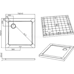Hoge Douchebak 76x76cm Vierkant SMC Hoogglans Wit -Winkel Voor Badkamermeubels hoge douchebak 76x76cm vierkant smc hoogglans wit dbss0760 h 6