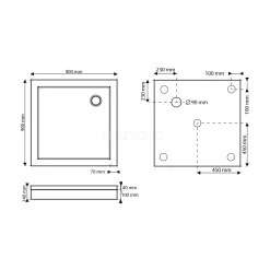 Hoge Douchebak 90x90cm Vierkant Acryl Hoogglans Wit -Winkel Voor Badkamermeubels hoge douchebak 90x90cm vierkant acryl hoogglans wit dbas0909 h 6