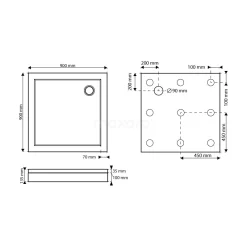 Hoge Douchebak 90x90cm Vierkant SMC Hoogglans Wit -Winkel Voor Badkamermeubels hoge douchebak 90x90cm vierkant smc hoogglans wit dbss0909 h 6
