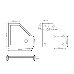 Hoge Douchebak 90x90cm Vijfhoek Acryl Hoogglans Wit -Winkel Voor Badkamermeubels hoge douchebak 90x90cm vijfhoek acryl hoogglans wit dbap0909 h 6