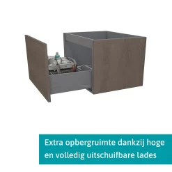 Modulo Badkamermeubel Met Wastafel | 70 Cm Donkerbruin Eiken Vlak Front Mineraalmarmer 1 Lade -Winkel Voor Badkamermeubels modulo badkamermeubel met wastafel 70 cm donkerbruin eiken vlak front mineraalmarmer 1 lade bmw11 00788 1