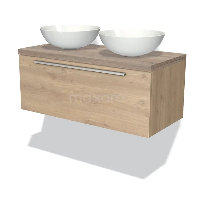 Modulo Plato Badkamermeubel Voor Waskom | 100 Cm Lichtbruin Eiken Vlak Front Eiken Blad 1 Lade 3 Modulo Plato Badkamermeubel Voor Waskom | 100 Cm Lichtbruin Eiken Vlak Front Eiken Blad 1 Lade