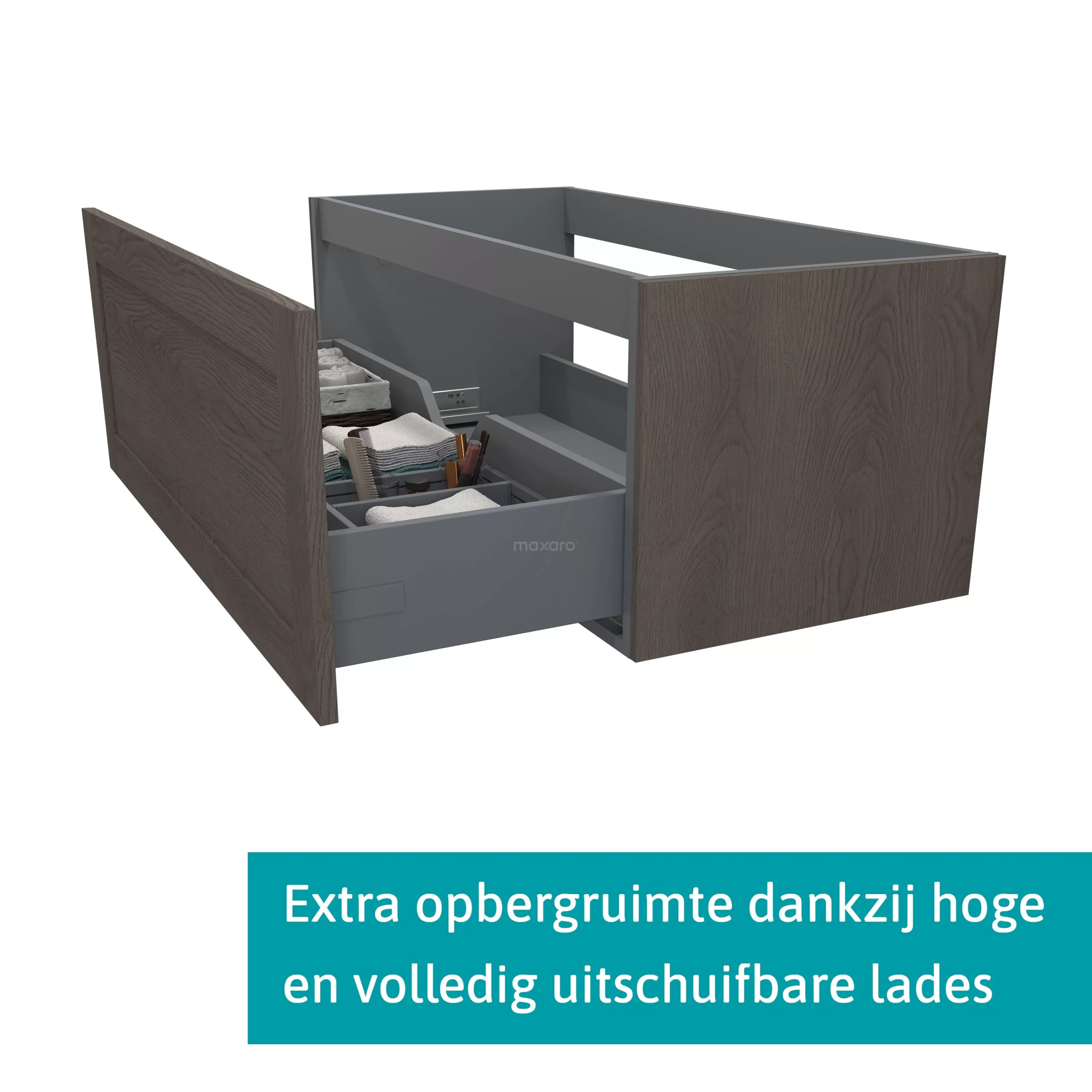 Modulo Plato Badkamermeubel Voor Waskom | 120 Cm Donkerbruin Eiken Kader Front Donkergrijs Beton Blad 1 Lade 4 Modulo Plato Badkamermeubel Voor Waskom | 120 Cm Donkerbruin Eiken Kader Front Donkergrijs Beton Blad 1 Lade - Afbeelding 2